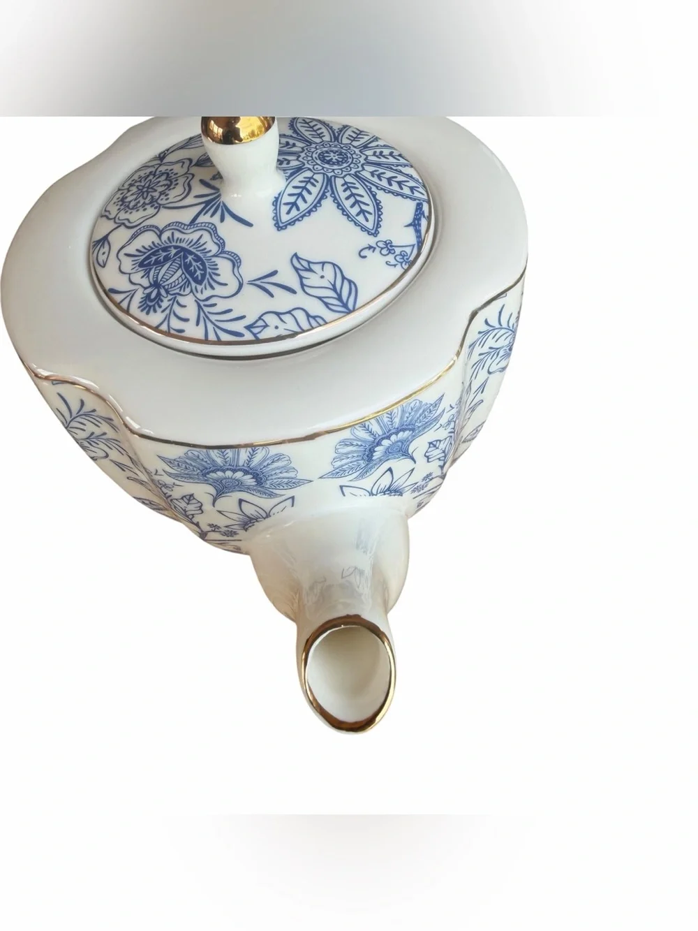 Grace Teaware Blue White Floral Teapot Porcelain Chinoiserie Grandmillennial